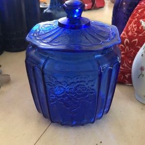 Colbalt blue biscuit jar